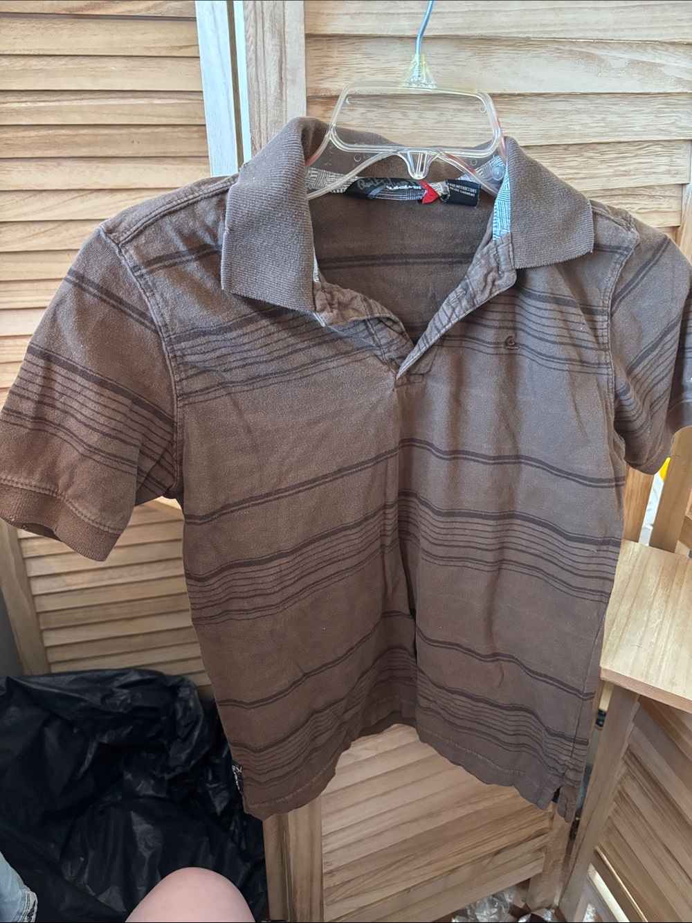 Quiksilver Children’s Brown Striped Polo Shirt Small 8-10